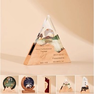 Crystal Trophy Customized Solid Wood Creative Customized Atmospheric Annual Meeting Excellent Staff 