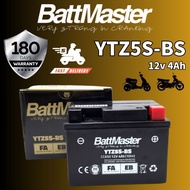 BATTMASTER 12V 4AH Battery YTZ5S-BS (Fit Stater) - Motorcycle for HONDA / HUSABERG / KTNS / SUZUKI /