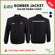 EJ03 Bomber Jacket Sulam Nama + Logo Oren Sport Add On Embroidery Jaket Korporat