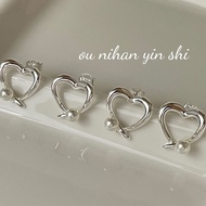 Discount in Straw Time Trendy ❤ Popular Sterling Silver Jewelry❤Sterling Silver Love Pearl Earrings 