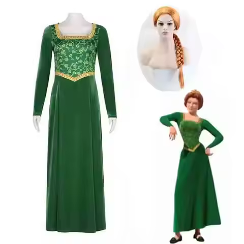 Princess Fiona Cosplay Costume Anime Shrek Wife Green Fiona Cos Dress Wigs Outfit ForLadies Women Lo