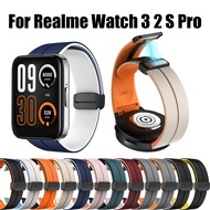 Magnetic Buckle Silicone Strap For Realme Watch 3 2 S Pro Two-Color Replacement Straps For Realme Watch 3 2 S Pro D-Buckle Sport Band Wristband