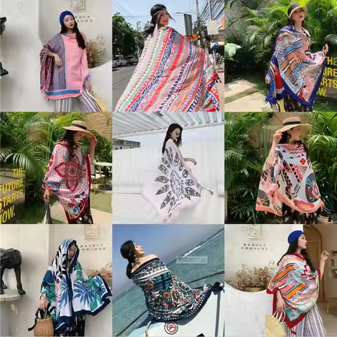 14 Type 90x180cm Print Long Beach Travel Suncare Dress Sarong Wrap Shawl Ethnic Scarf Women Brazilia