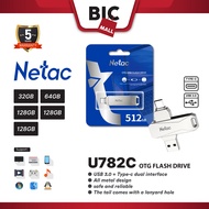 [Authorised Store] Netac OTG Flashdisk U782C USB 3.2 + Type-C Dual Flash Drive 32GB/64GB/128GB Flash