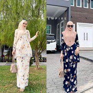 Mini Kurung Aira Chiffon Silk Full Lining Floral Printed Baju Moden Baju Raya Pastel Cantik by Aifa 