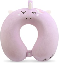 Kids Travel Neck PillowUnicorn Memory Foam Pillow with SnapU-Shaped Airplane Car Flight Head Neck Support Pillow with Washable Cover for Adults ToddlerGifts for ChildrenBoysGirls (Pink)