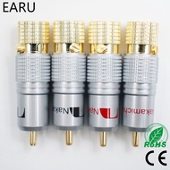 4pcs NAKAMICHI 10mm Gold Plated RCA Plug Locking Non Solder Plug RCA Coaxial Connector Socket Adapter factory High QualityWires Leads Adapters