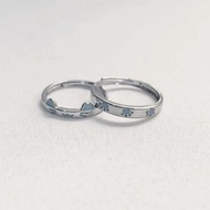 可爱夜光猫狗情侣戒指S925镀银小众设计简约卡通素圈对戒可刻 GUZfdjWA9i0329