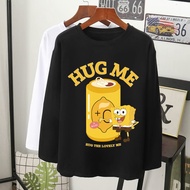 mybhaju hug me kuning yellow baju baggy wear t-shirt lengan panjang gadis wanita 100% cotton plus si