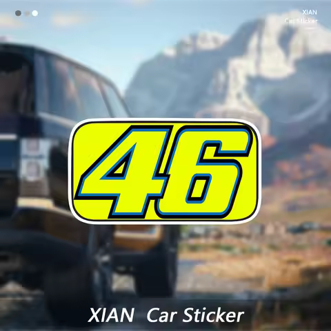 1PC Fluorescent Yellow Racing Number 46 Stickers Waterproof Vinyl Decal for Car Motorcycle Helmet De