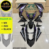 RAPIDO Cover Set Honda Rs150r V1 V2 V3 Mx (50) Black White Body Cover Coverset Sticker Tanam Stripe Tanam