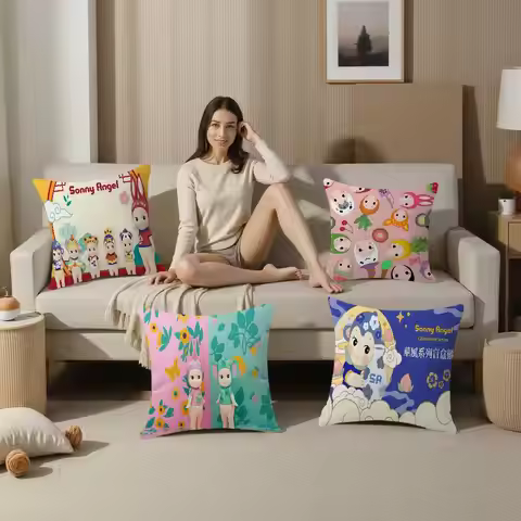 S-sonny Angel Cute Cartoon Pillow Cover Sofa Cushion Cover Home Room Decoration Children Gift