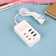 TENXI3 EU US Plug Multiport USB Charger 35W PD Type C Fast Charging Wall Charger USB Hub Adapter 6 P