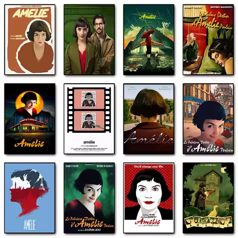Retro Movie Amelie French Romantic Love Film Poster Print Wall Art Pictures Canvas Painting Living R