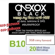 Onexox xox Black Postpaid B10 B39DB B50DB 400gb SIM CARD new number MNP accept blacklist no contract