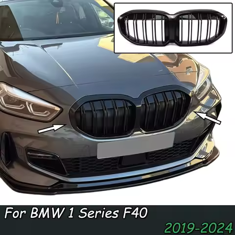 For BMW 1 Series F40 116i 118i 120i M135i xDrive 2019-2024 Hacthback Double Line Gloss Black Front B