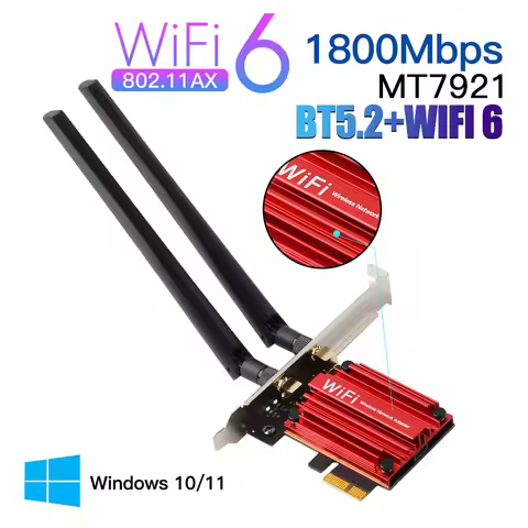 1800Mbps Wifi 6 MT7921 PCI Express Wireless Adapter Bluetooth 5.2 Dual Band 802.11AX/AC Wi-fi Networ