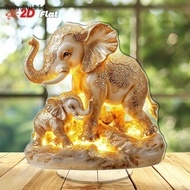 [lyi] Elephant Statue,2D Flat Acrylic Figurine,Home,Office,Cafe,room,Studio,display Case,Table Ornam