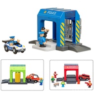 Wooden Railway Train Track essories A Set Of Police Thief Catching Building Block Compatible With Wood Track Kids Toys