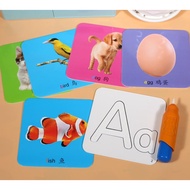 [READY STOCK] Magic Water Colouring Flash Card Reusable with pen, Water Doodle Flash Card