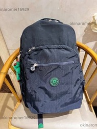 Kipling 大號雙肩包 學生書包 首爾包 藍綠拼接