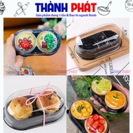 50 Boxes HT-302 with black base for fruit tarts - 2-compartment box for egg lava mooncakes - 2-compa