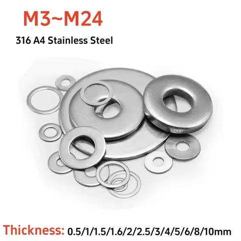 Large Flat Washer 316 A4 Stainless Steel Big Metal Gasket Meson Plain Washers M3M4M5M6M8M10M12M14M16