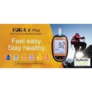 (Original) FORA 6 Plus Glucometer Blood Glucose Meter, Ketone, Uric Acid ,Total Cholesterol Monitor 