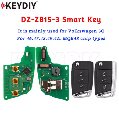 KEYDIY DZ-ZB15-3 Smart Key Board or with 3 Buttons Shell for VW Audi 5C Support 46 47 48 49 4A MQB48