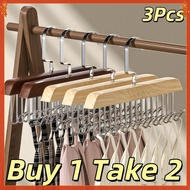 Multifunctional 8-hook solid wood clothes hanger 360-degree rotation with hook