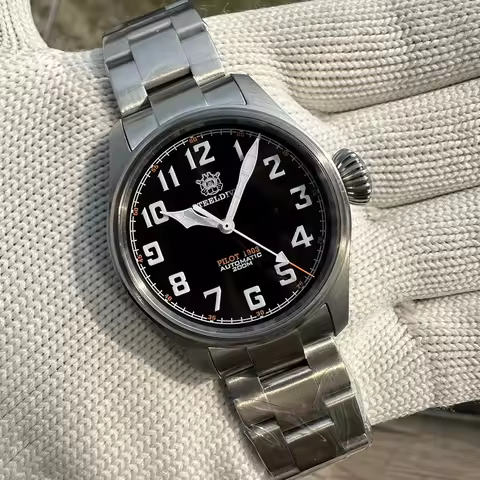 SD1928V New Hands Color 39MM STEELDIVE Brand Black Dial Blue Luminous 10MM Onion Crown 200M Waterpro