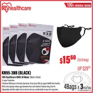 [Bundle 4bags] IRIS Healthcare Black KN95 3D Face Mask 4ply 3pcs/bag