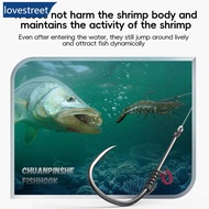 LOVESTREET 10PCS/Box Live Shrimp Spring Back Hook Live Shrimp Fixed Carbon Steel Hook With Barbs Str