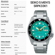 SEIKO 5 AUTOMATIC STAINLESS STEEL MEN WATCH SRPK33K1