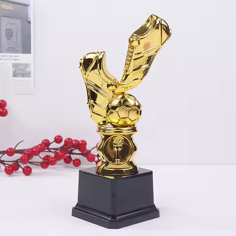 1pc Football Golden Boot Trophy Winner Gold Trophys Golden Shoe Football Soccer Award Trophy Best Sh