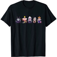 Vintage T-Shirt Disney Villains Kawaii Chibi Evil Queens Print Adult S-4XL