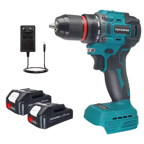 2-Speed 10mm Electric Brushless Drill Cordless Handheld Drill Screwdriver 60-100N.m Portable Power T