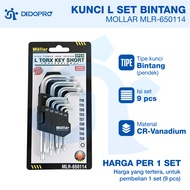 MOLLAR SHORT TORX HEX KEY SET 9 PCS SHORT TORX HEX KEY T10-T50 114