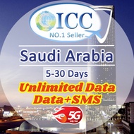 ICC Saudi Arabia 5-30 Days Data SIM Card| Data+SMS| Unlimited Data| Data+SMS* plan can use TT
