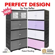 Abbaware Wardrobe Wooden design with Mirror / Almari Baju/ Storage Cabinet/ Drawer Cabinet