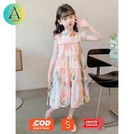 Ew64 [meandboss] DR39-Korean Fashion Chiffon Floral Girls Dress