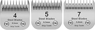 7+5+4 Skip tooth Detachable Pet Dog Grooming Steel Blades Set,Compatible with Andis,Oster A5,Wahl KM
