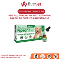 Box of 5 small bottles of dog nape FIVEVET Fipronil on spot 10% to kill fleas and ticks 0.67ml
