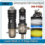 Motorcycle H4 P15D LED Headlight Hi/Low Lights Dual Colors Headlight Projector Lens Bulb Lights