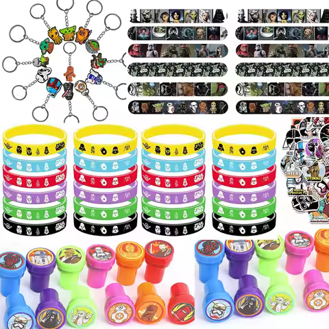 Party Bags Star Wars Stickers Stamps Slap Bracelets Keychain for Kids Birthday Party Favor Goodie Ba