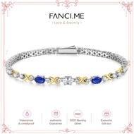 FANCIME "Eternal Duo" September Birthstone Sapphire Sterling Silver Tennis Bracelets