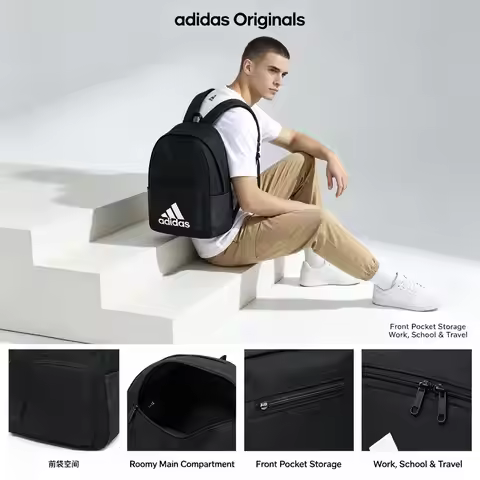 Adidas Originals Classic White Logo Casual Daypack Front Pocket Adjustable Shoulder Straps School Tr