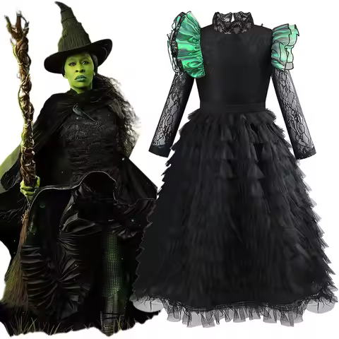 Movie Wicked Glinda Elphaba Girls Costume Glinda Black Birthday Wedding Princess Party Dresses Girl