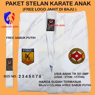 BAJU KARATE ANAK STELAN FREE LOGO BKC (BANDUNG KARATE CLUB )+SABUK