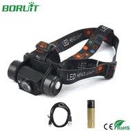 Ready Stock BORUiT IR Sensor Headlamp Flashlight USB Rechargeable LED Lantern Waterproof Camping Hun